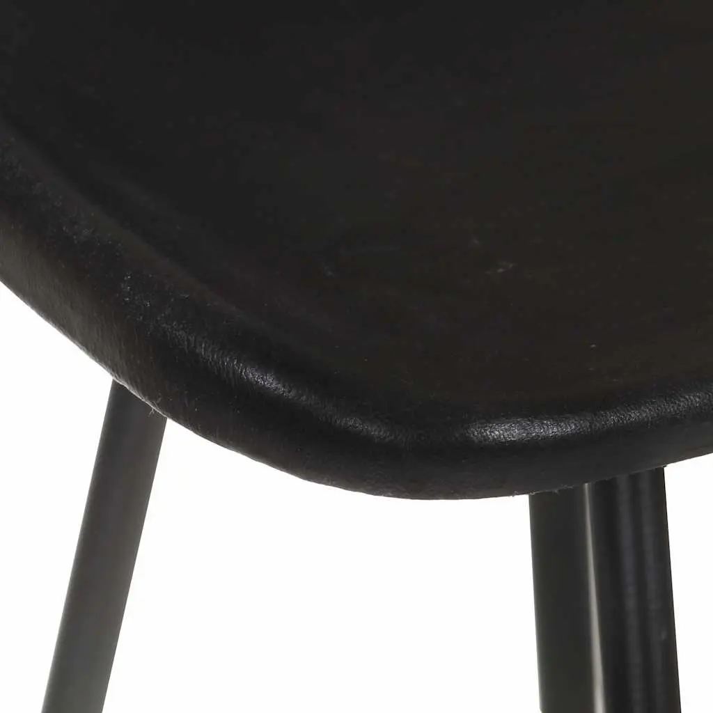 Bar Stools Industrial Style Black Leather Seat Iron Frame 2 Piece