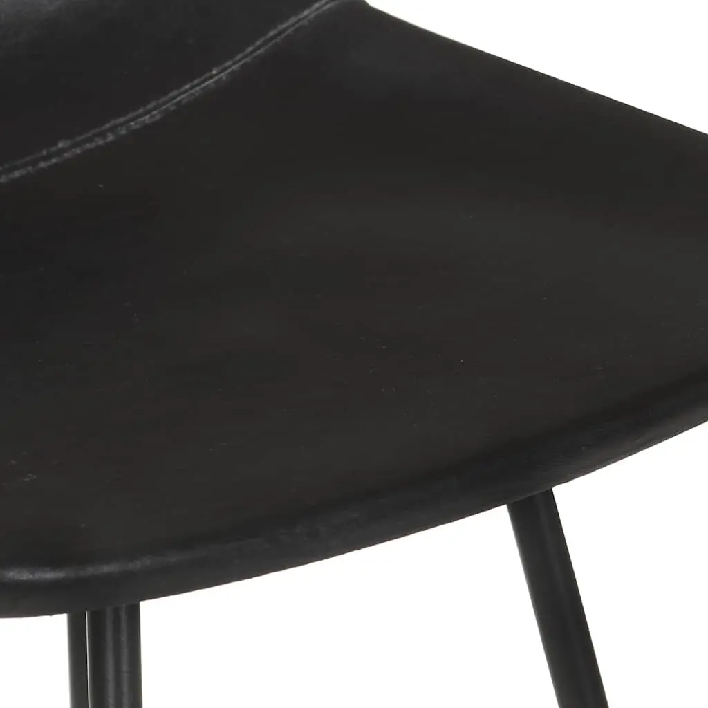 Bar Stools Industrial Style Black Leather Seat Iron Frame 2 Piece