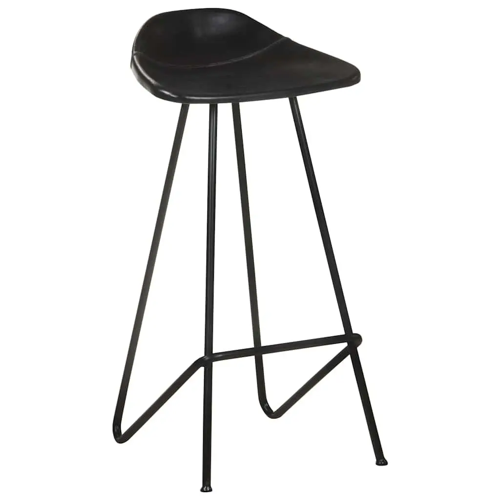 Bar Stools Set of 4 Black Leather Seats Industrial Style Dining Kitchen Chairs