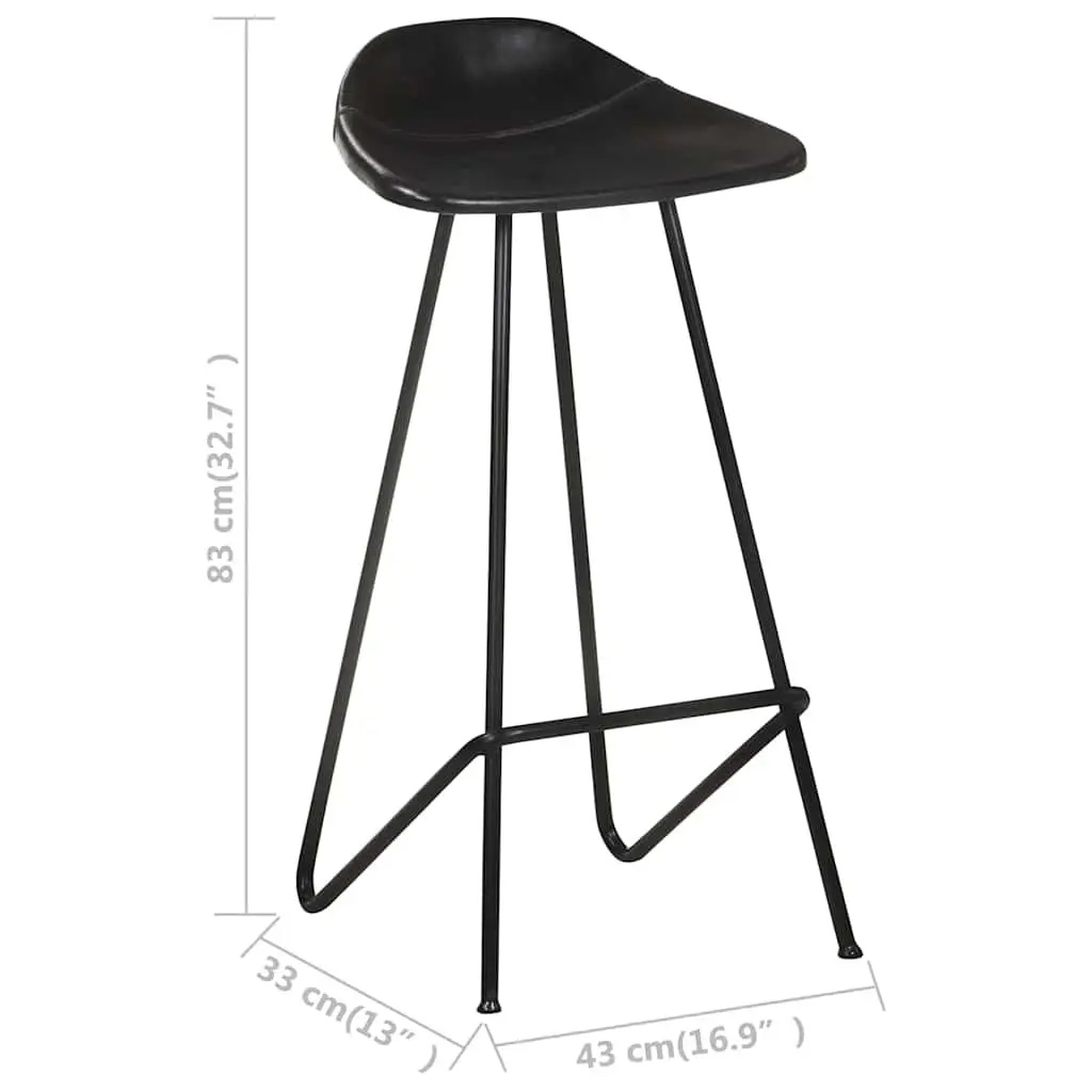 Bar Stools Set of 4 Black Leather Seats Industrial Style Dining Kitchen Chairs