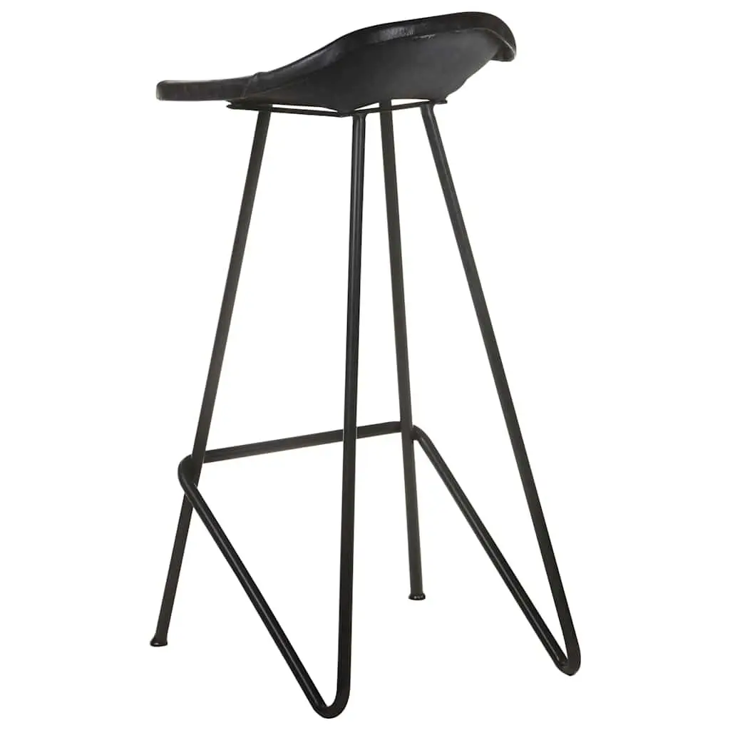 Bar Stools Set of 4 Black Leather Seats Industrial Style Dining Kitchen Chairs