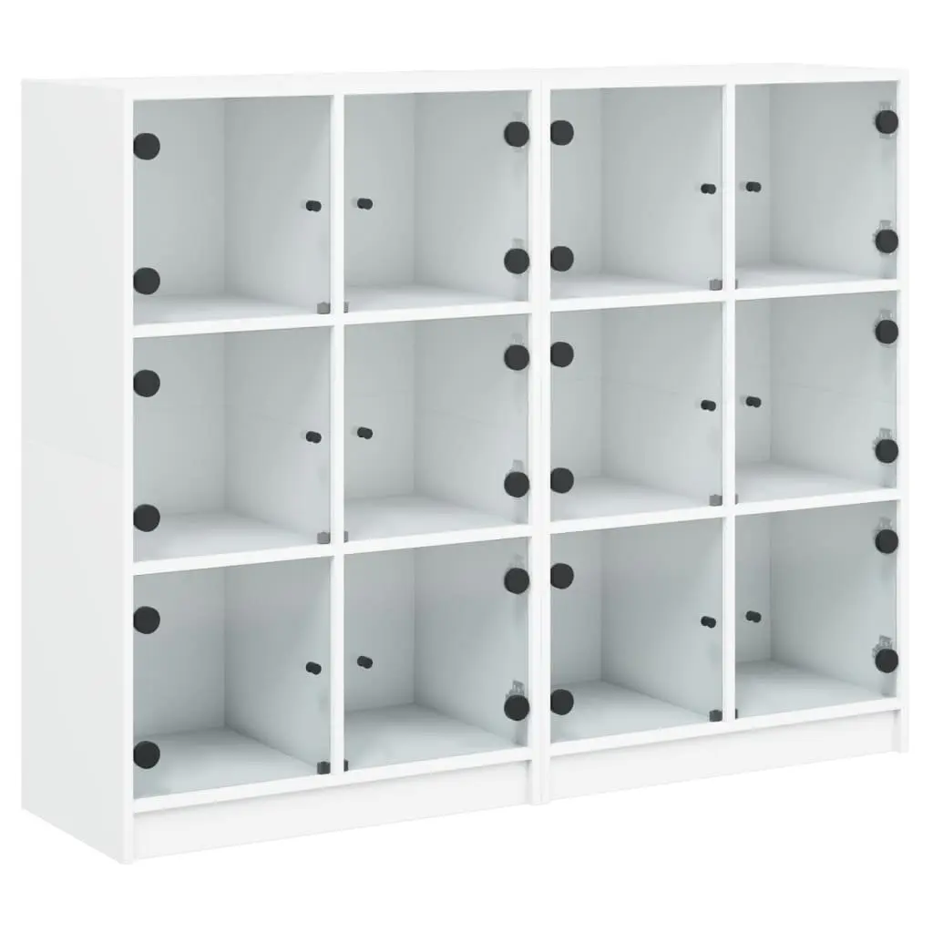 White Bookcase with Glass Doors
