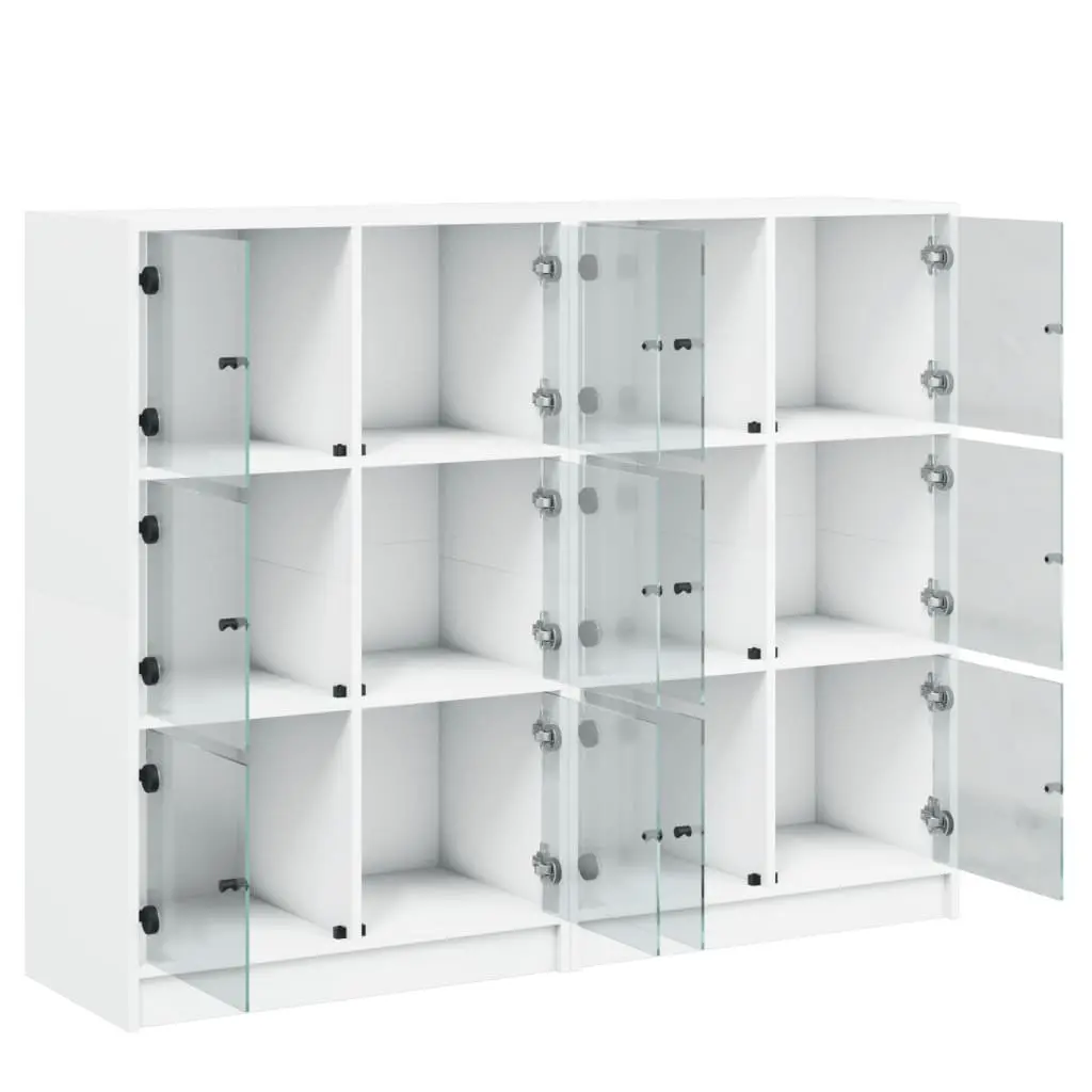 White Bookcase with Glass Doors