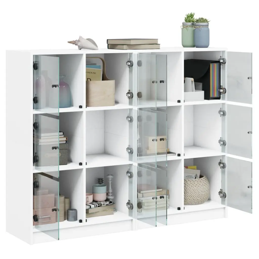 White Bookcase with Glass Doors