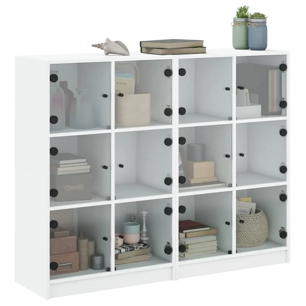 White Bookcase with Glass Doors