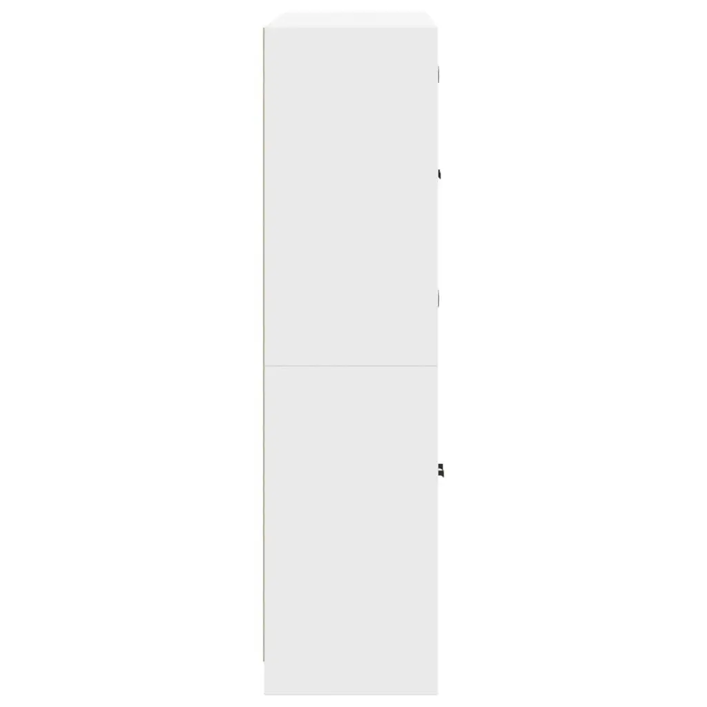 White Bookcase with Doors Storage Cabinet Engineered Wood Shelving Unit