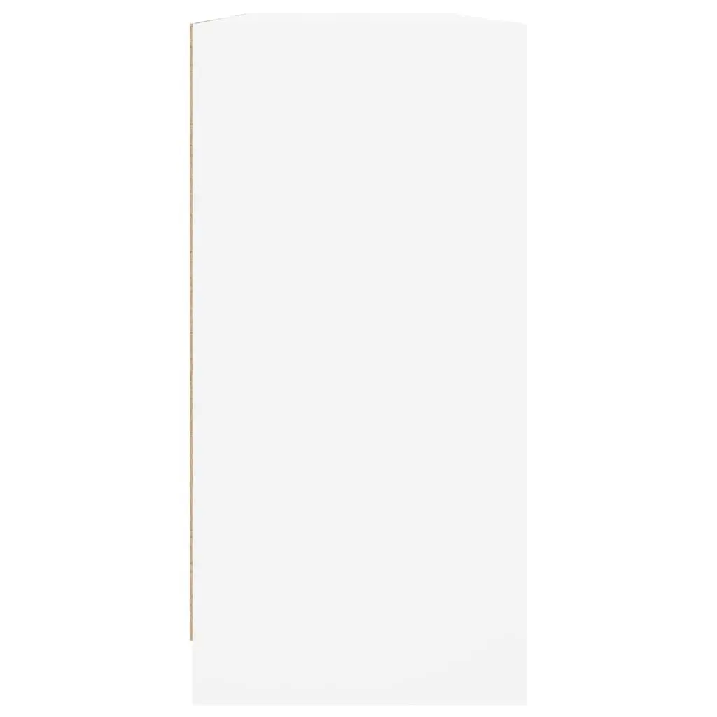 Bookcase with Glass Doors Modern White Storage Cabinet 204x37x75cm