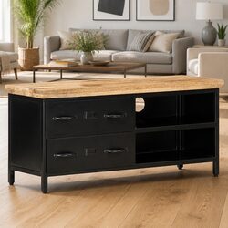 Friendly and Functional TV Cabinet in Black and Wood