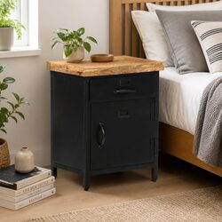 Bedside Cabinet 40x30x52cm Brown Nightstand Storage Drawer Door Table