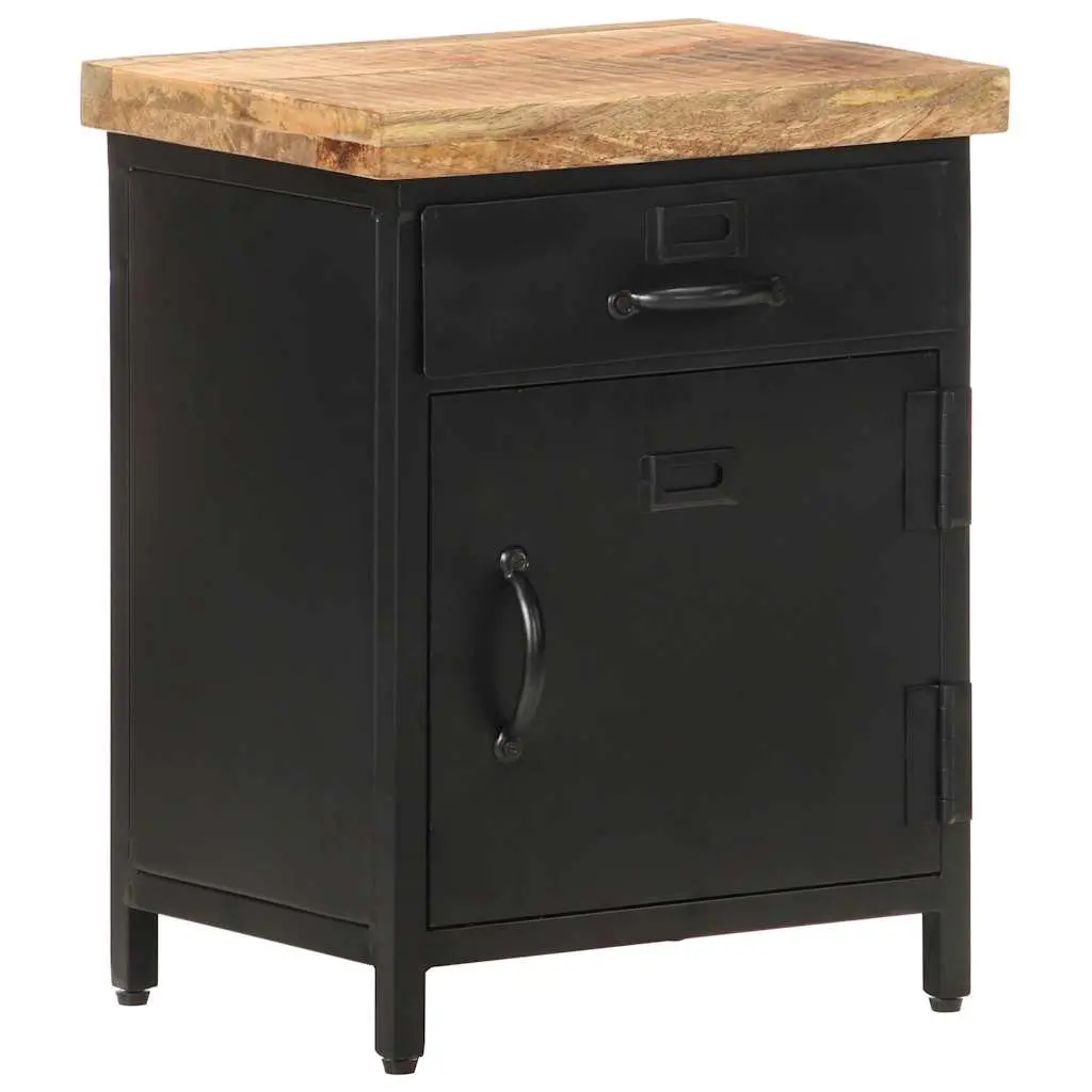Bedside Cabinet Industrial Style Solid Mango Wood 40x30x52cm Brown