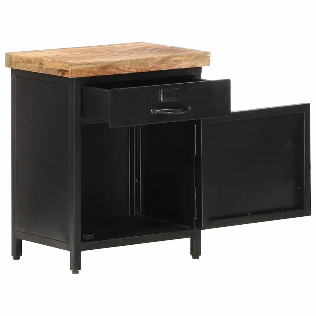 Bedside Cabinet Industrial Style Solid Mango Wood 40x30x52cm Brown