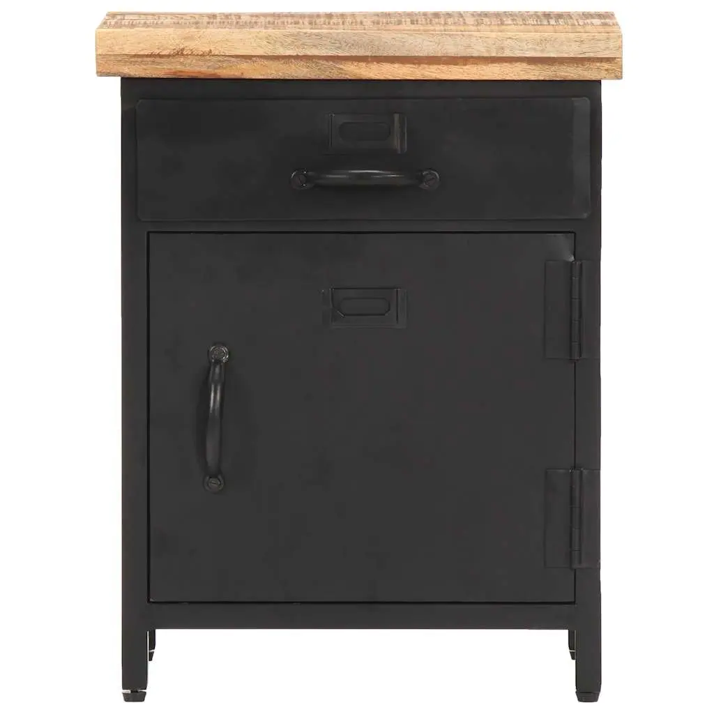 Bedside Cabinet Industrial Style Solid Mango Wood 40x30x52cm Brown
