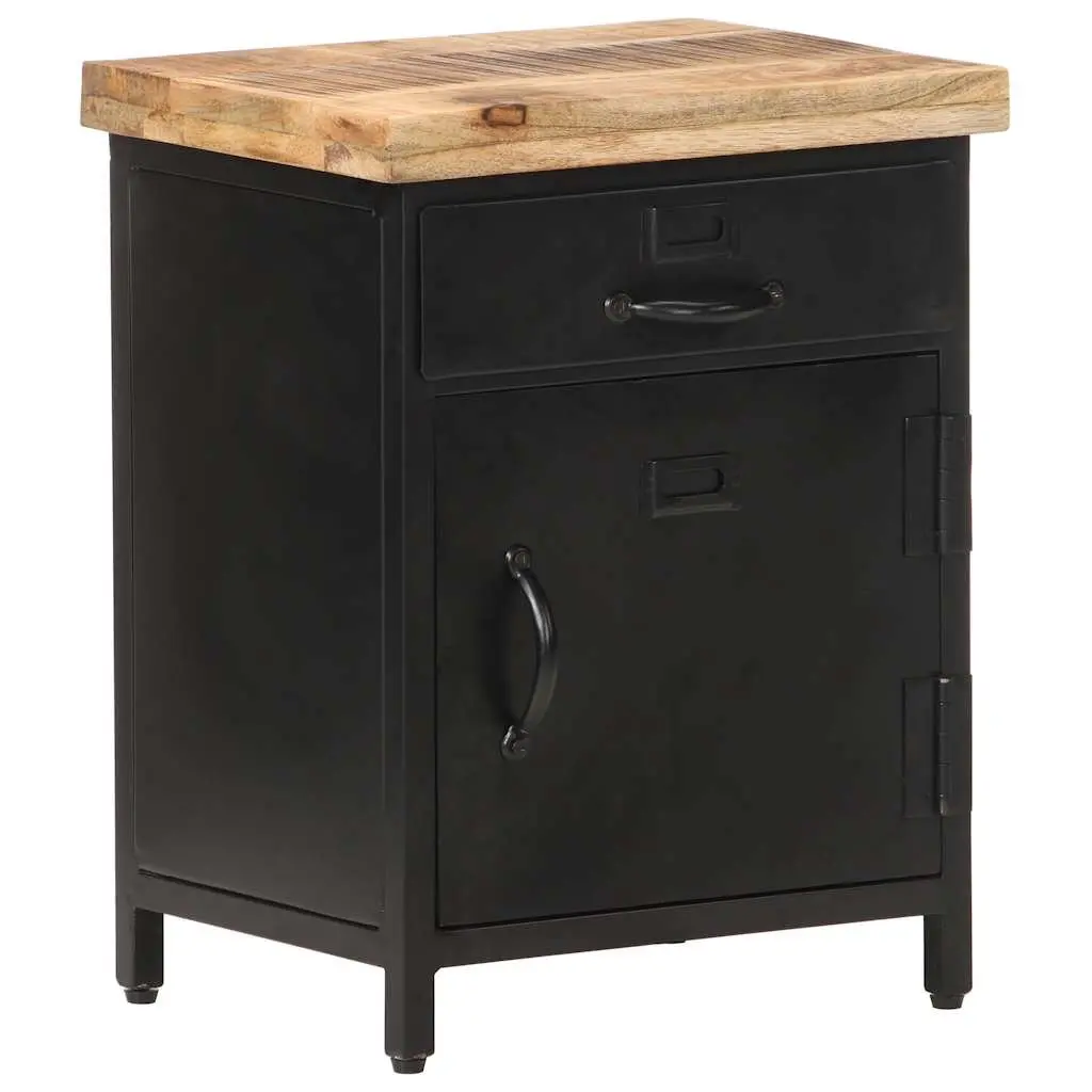 Bedside Cabinet Industrial Style Solid Mango Wood 40x30x52cm Brown