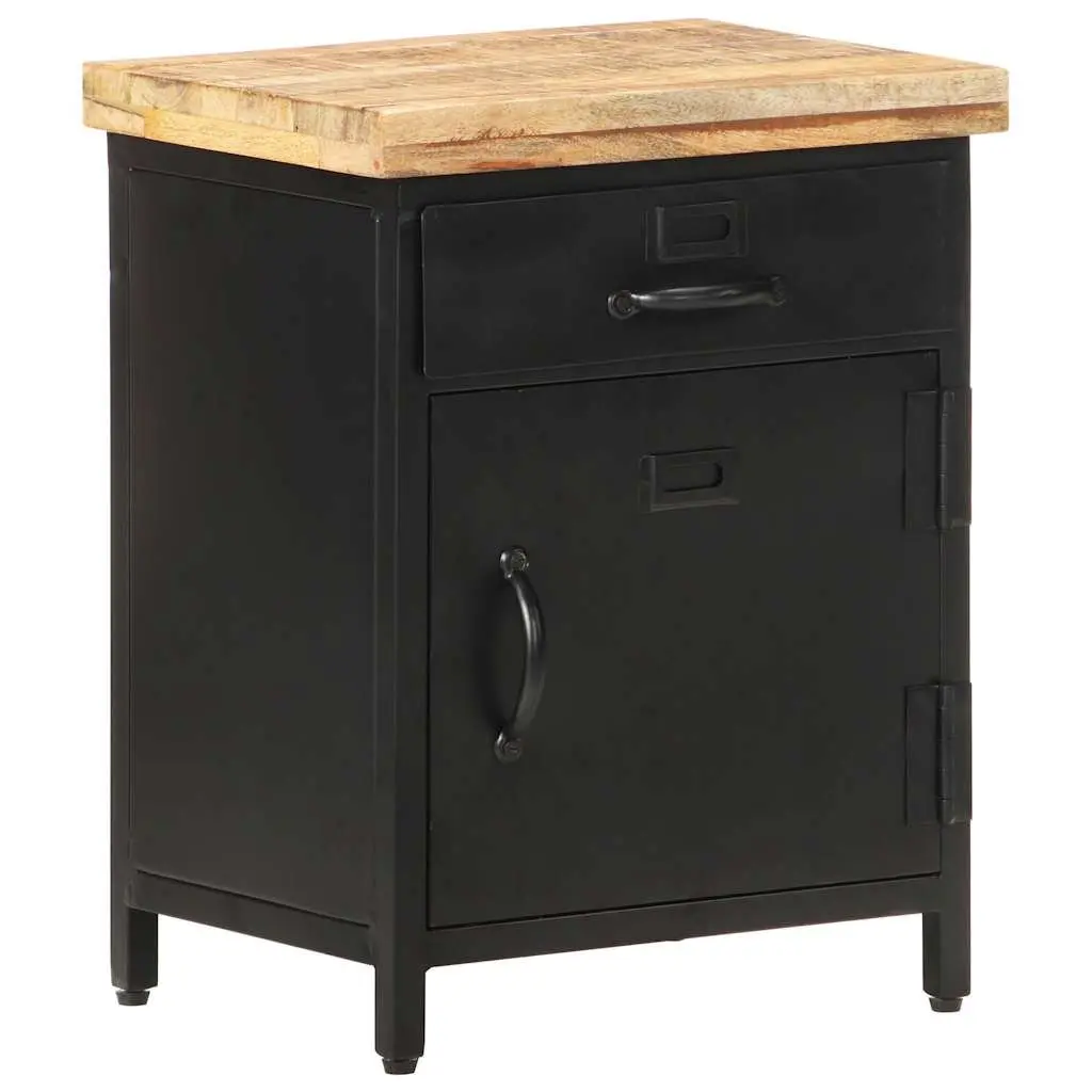 Bedside Cabinet Industrial Style Solid Mango Wood 40x30x52cm Brown