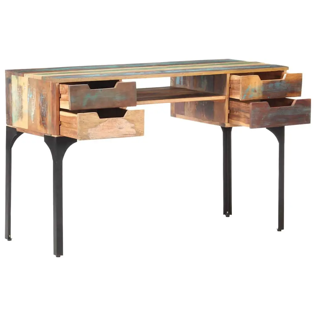 Reclaimed Wood Desk Vintage Character 118x48x75 cm Office Writing Table with Drawers Shelf