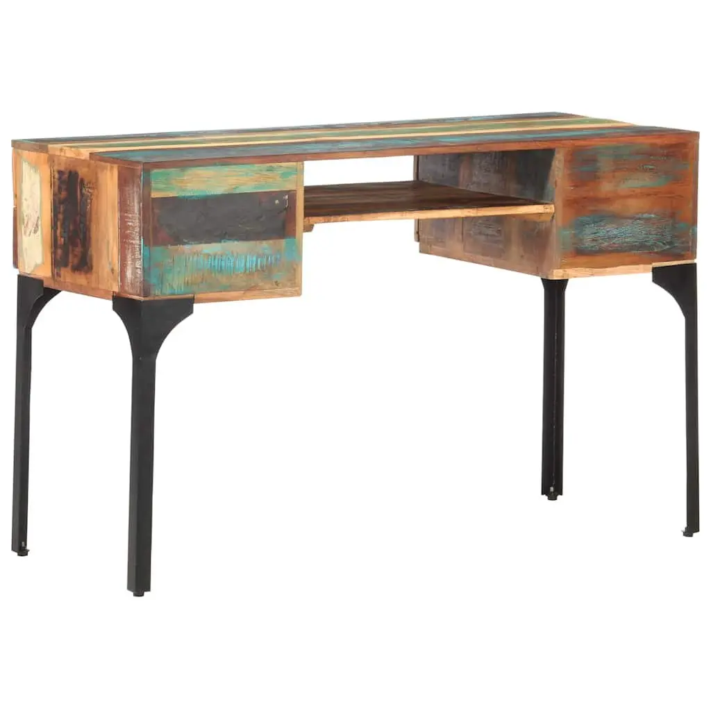 Reclaimed Wood Desk Vintage Character 118x48x75 cm Office Writing Table with Drawers Shelf