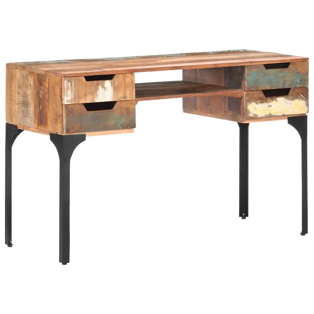 Reclaimed Wood Desk Vintage Character 118x48x75 cm Office Writing Table with Drawers Shelf