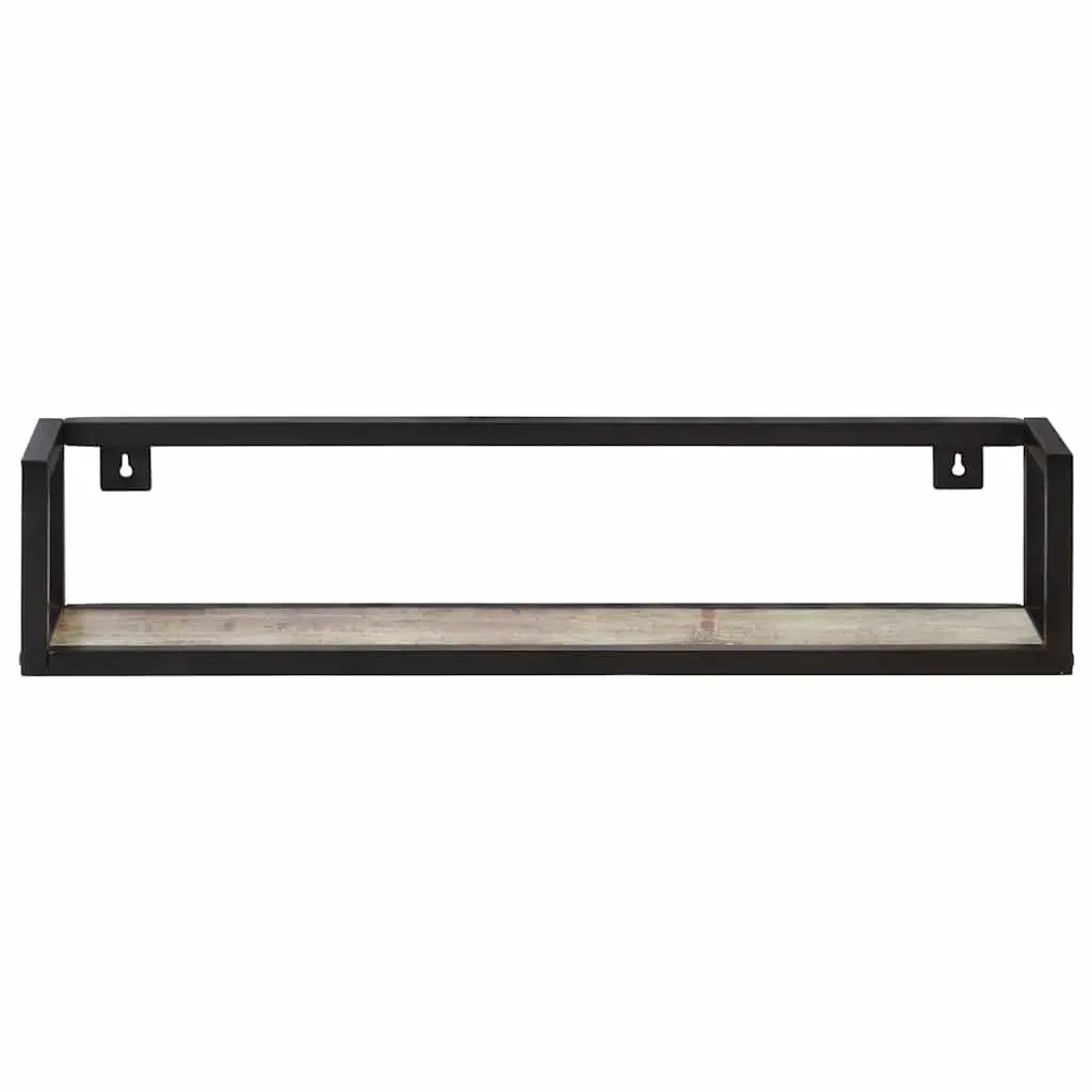 Wall Shelves Industrial Style 80 cm Solid Reclaimed Wood with Black Powder-Coated Iron Frame 2 pcs