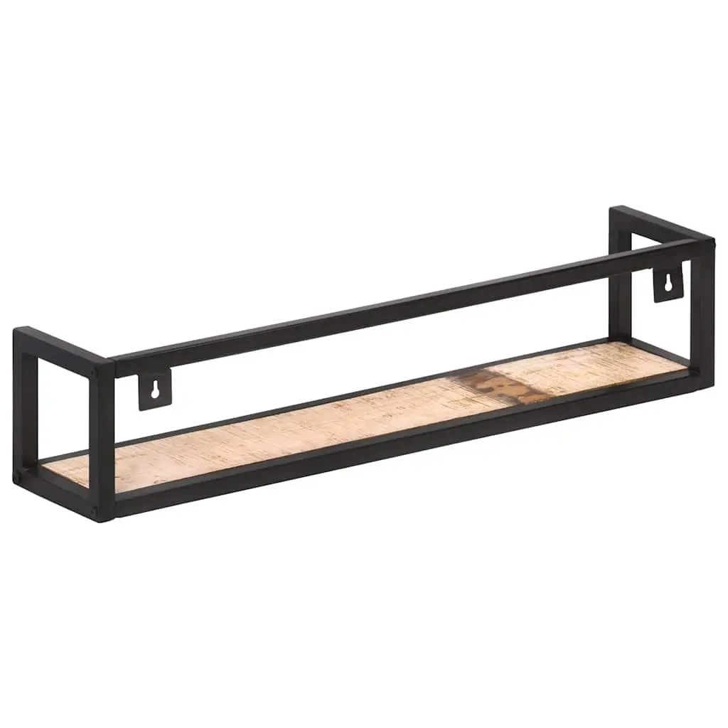 Wall Shelves Industrial Style 80 cm Solid Reclaimed Wood with Black Powder-Coated Iron Frame 2 pcs