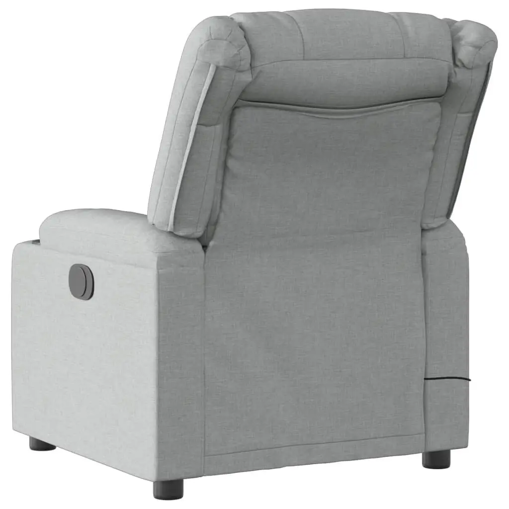 Massage Recliner Chair Grey Fabric Manual Recline 135 Degree Vibration Armchair