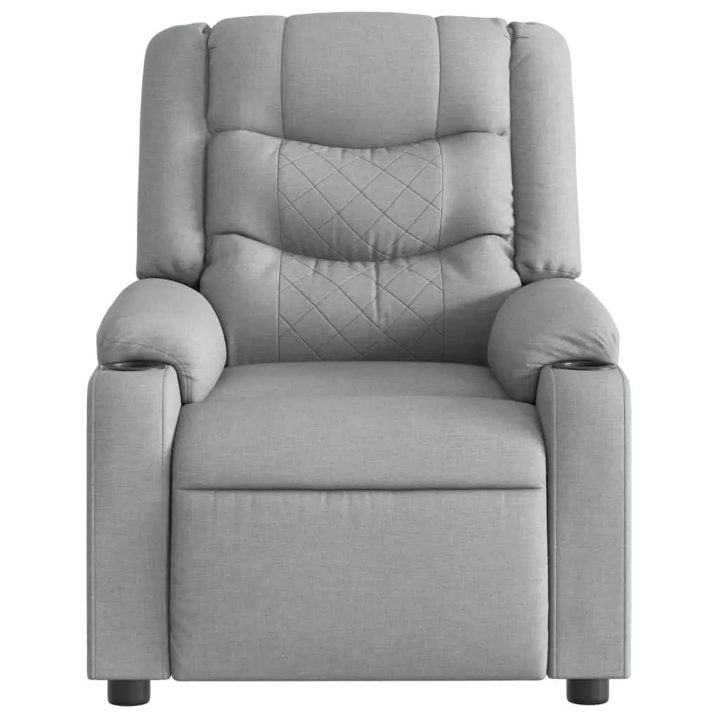 Massage Recliner Chair Grey Fabric Manual Recline 135 Degree Vibration Armchair