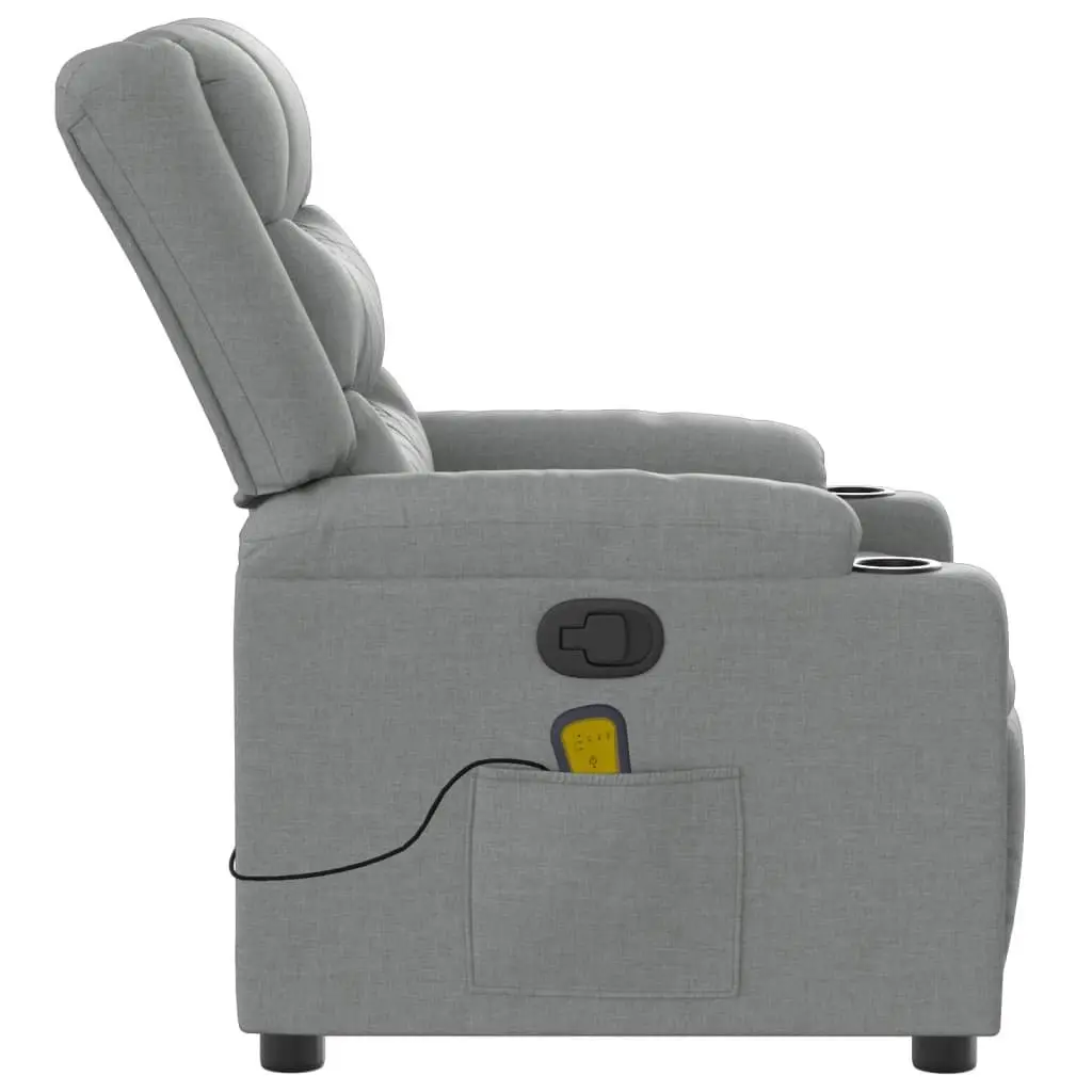 Massage Recliner Chair Grey Fabric Manual Recline 135 Degree Vibration Armchair