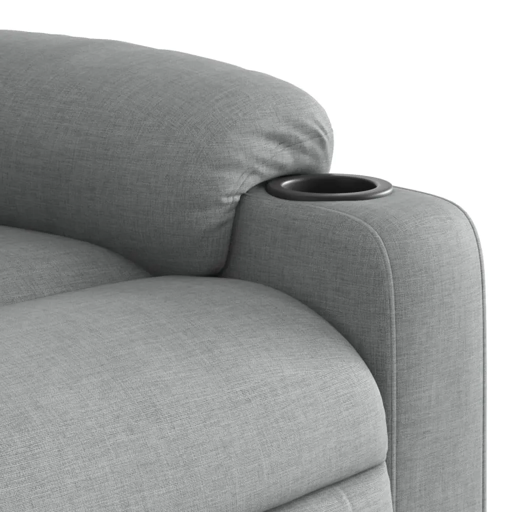 Massage Recliner Chair Grey Fabric Manual Recline 135 Degree Vibration Armchair
