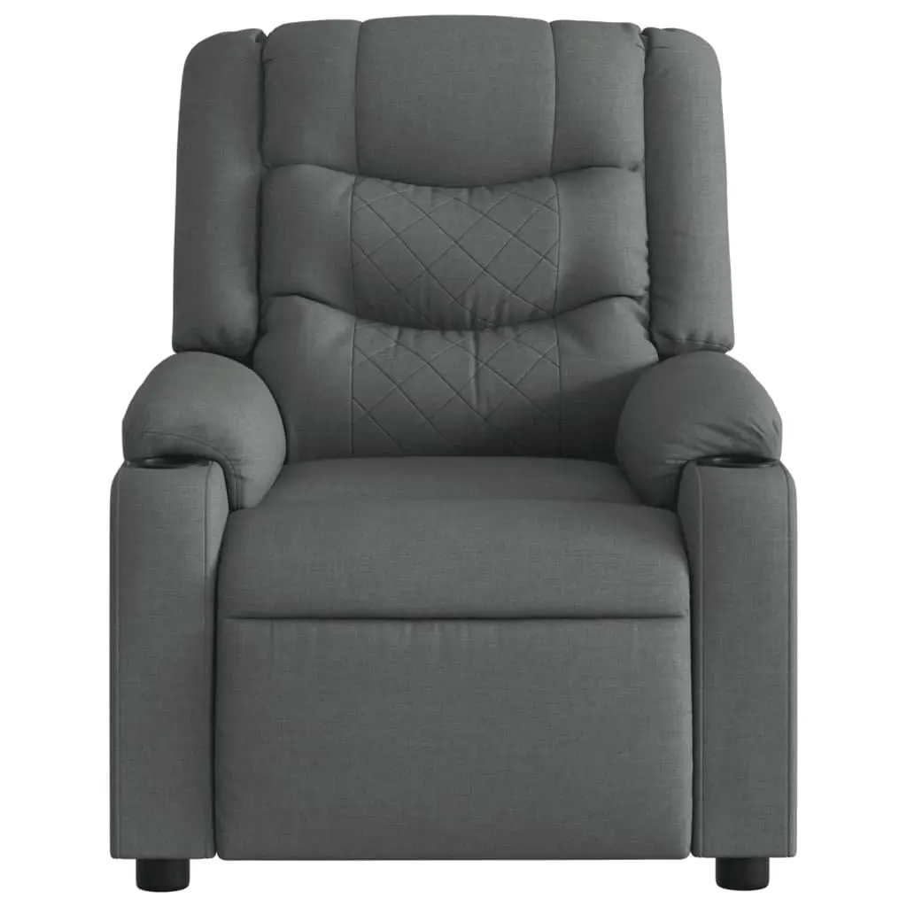 Massage Recliner Chair Grey Fabric Manual Reclining Armchair with 6 Massage Points
