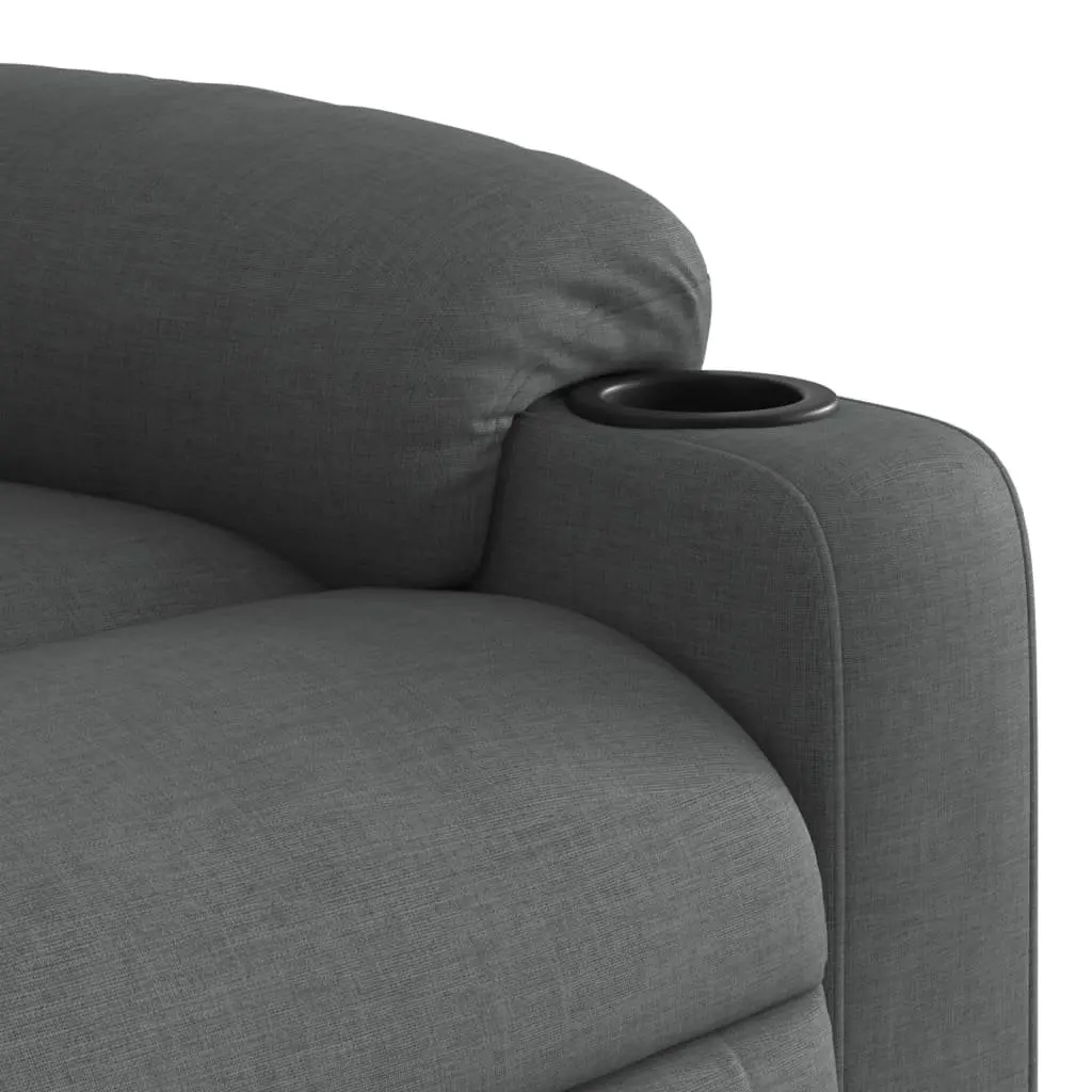 Massage Recliner Chair Grey Fabric Manual Reclining Armchair with 6 Massage Points