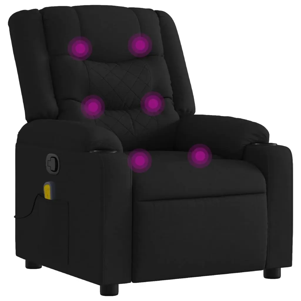 Massage Recliner Chair Black Fabric Manual Reclining Vibration Armchair