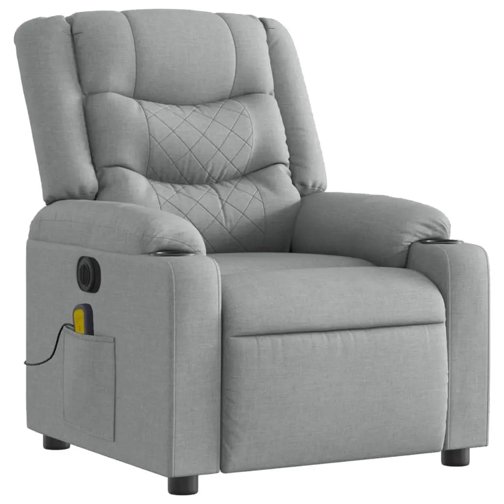 Electric Massage Recliner Chair Grey Fabric Adjustable 135 Degrees