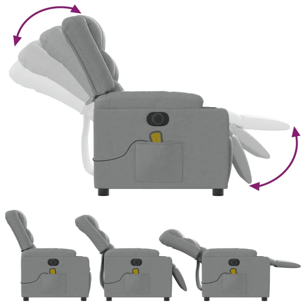 Electric Massage Recliner Chair Grey Fabric Adjustable 135 Degrees