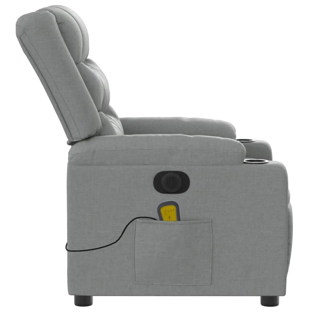 Electric Massage Recliner Chair Grey Fabric Adjustable 135 Degrees