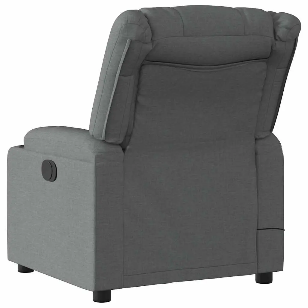 Electric Massage Recliner Chair Grey Fabric Motorised Reclining 135 Degrees