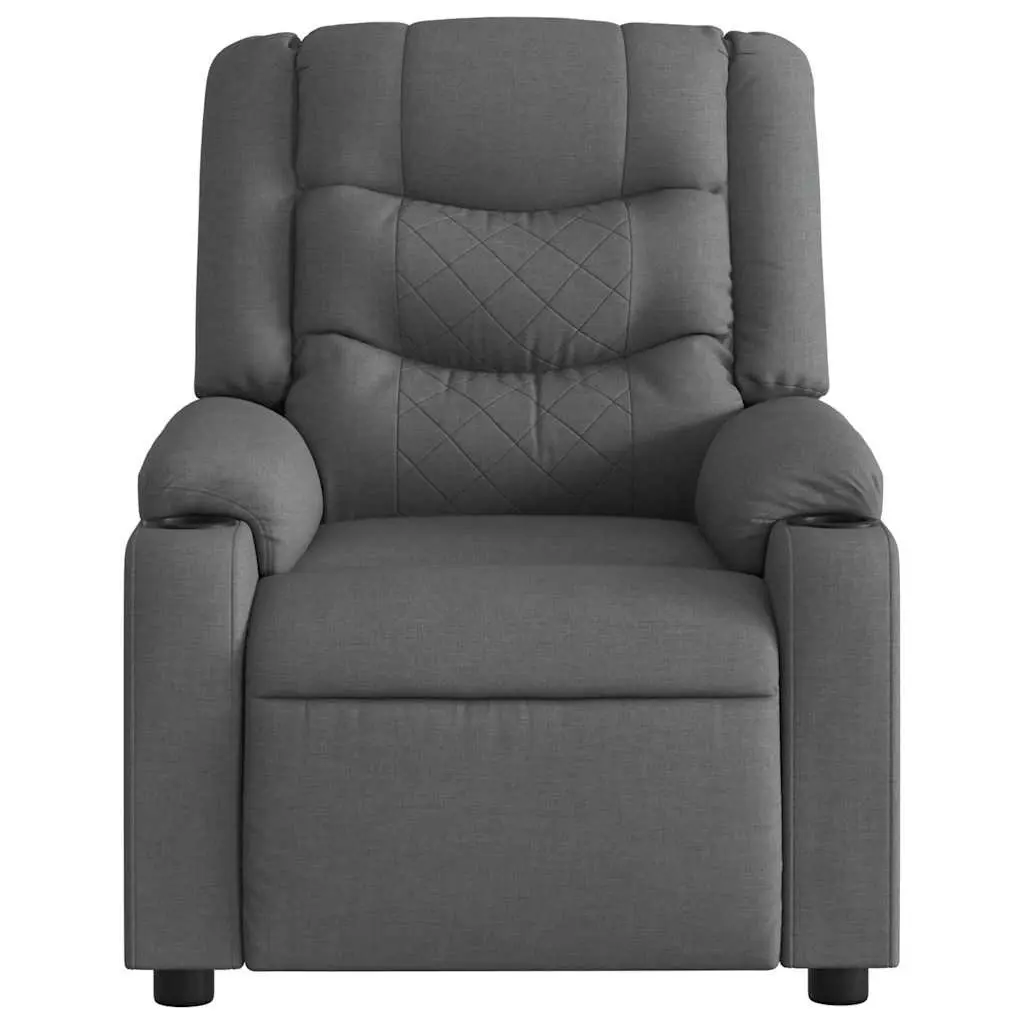Electric Massage Recliner Chair Grey Fabric Motorised Reclining 135 Degrees