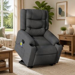 Friendly Grey Fabric Recliner Chair with Lift and Massage
