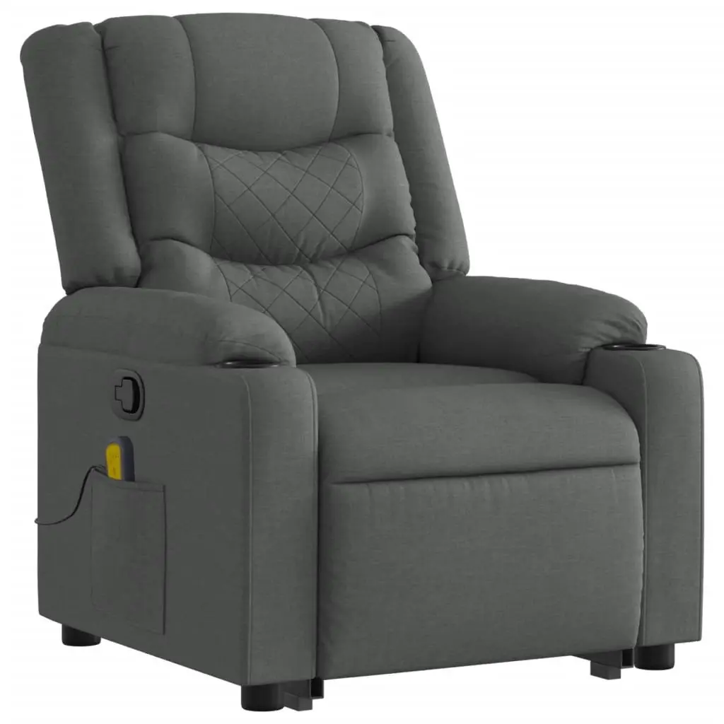 Electric Massage Recliner Chair Power Lift Grey Fabric 135 Degrees
