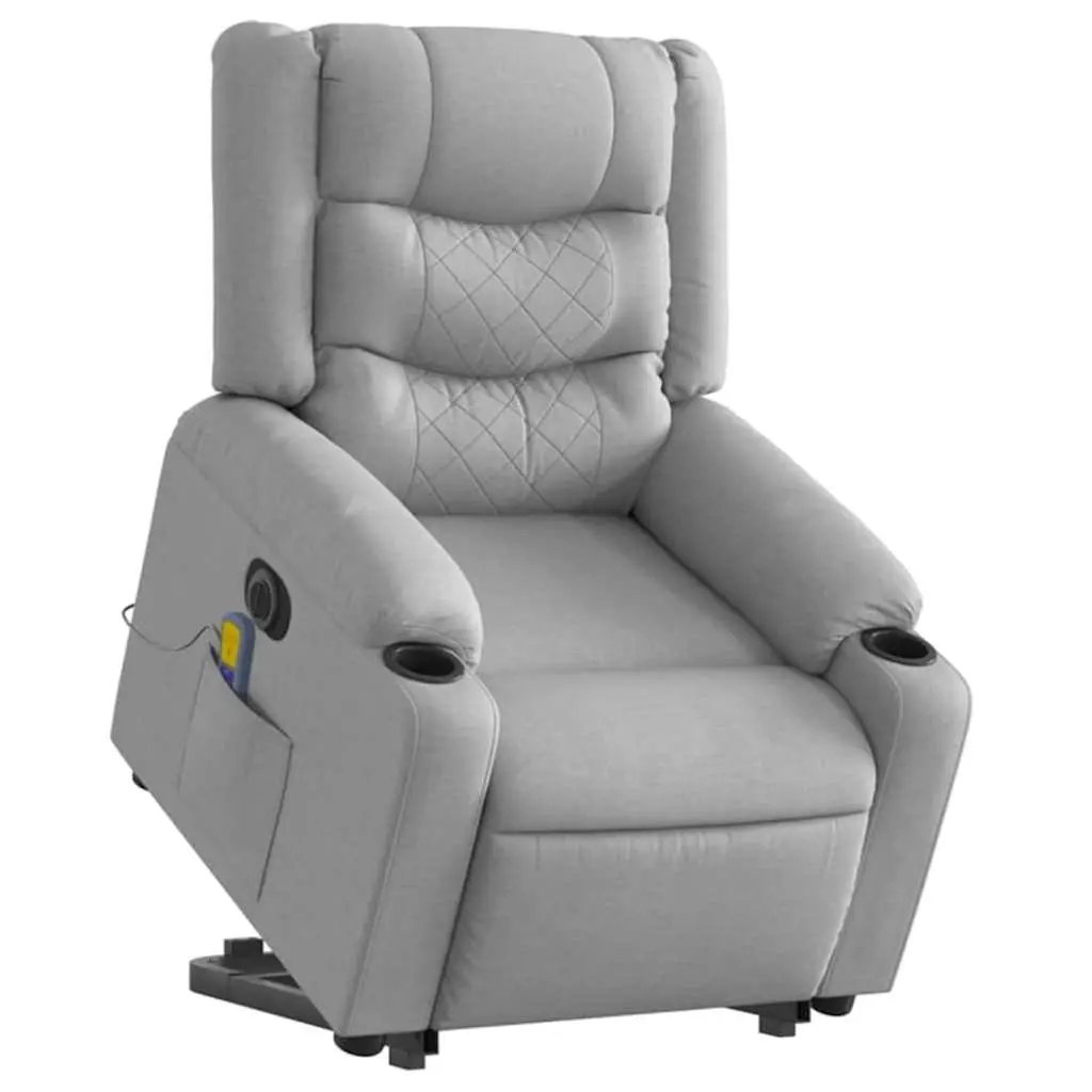 Electric Massage Recliner Chair Power Lift Light Grey Fabric
