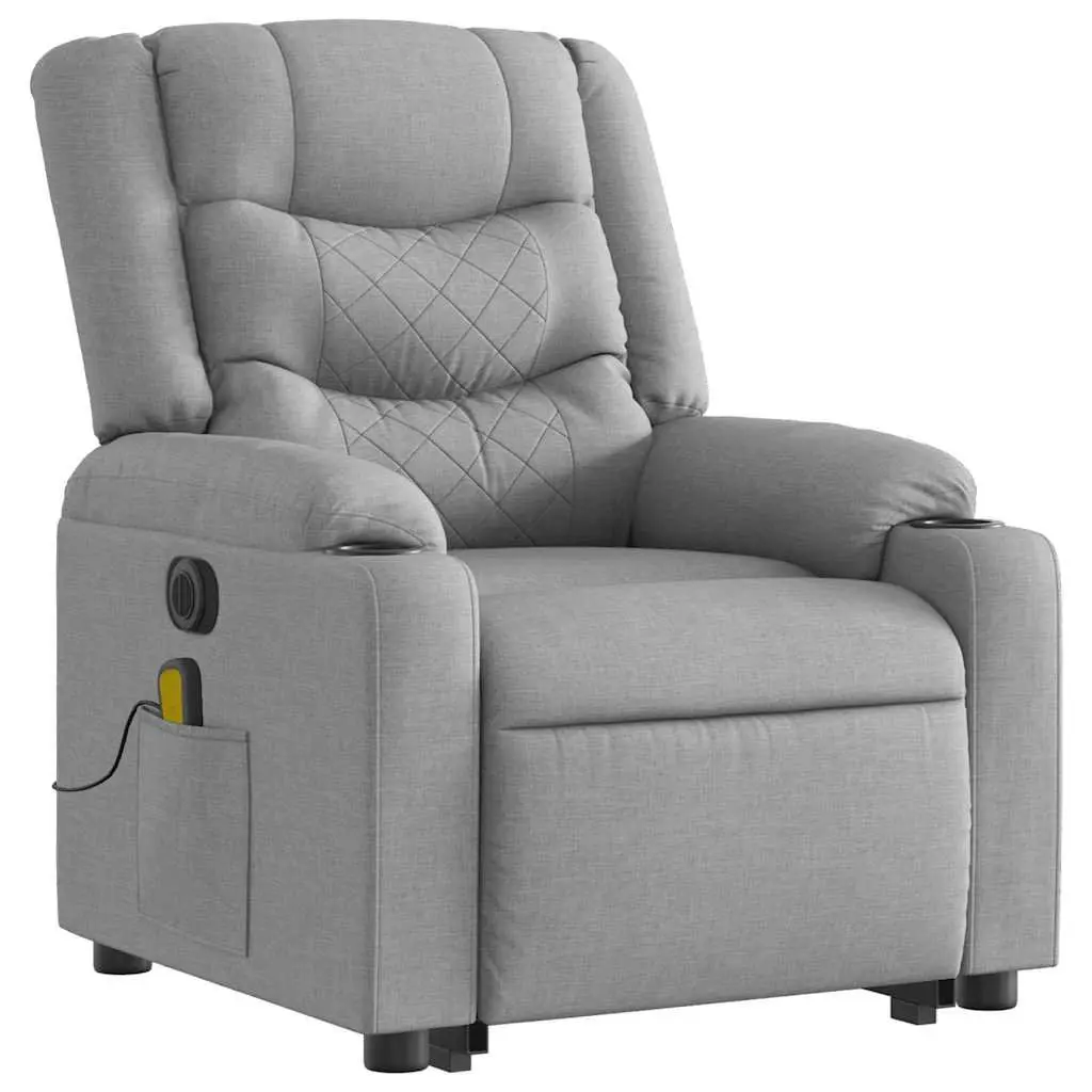 Electric Massage Recliner Chair Power Lift Light Grey Fabric
