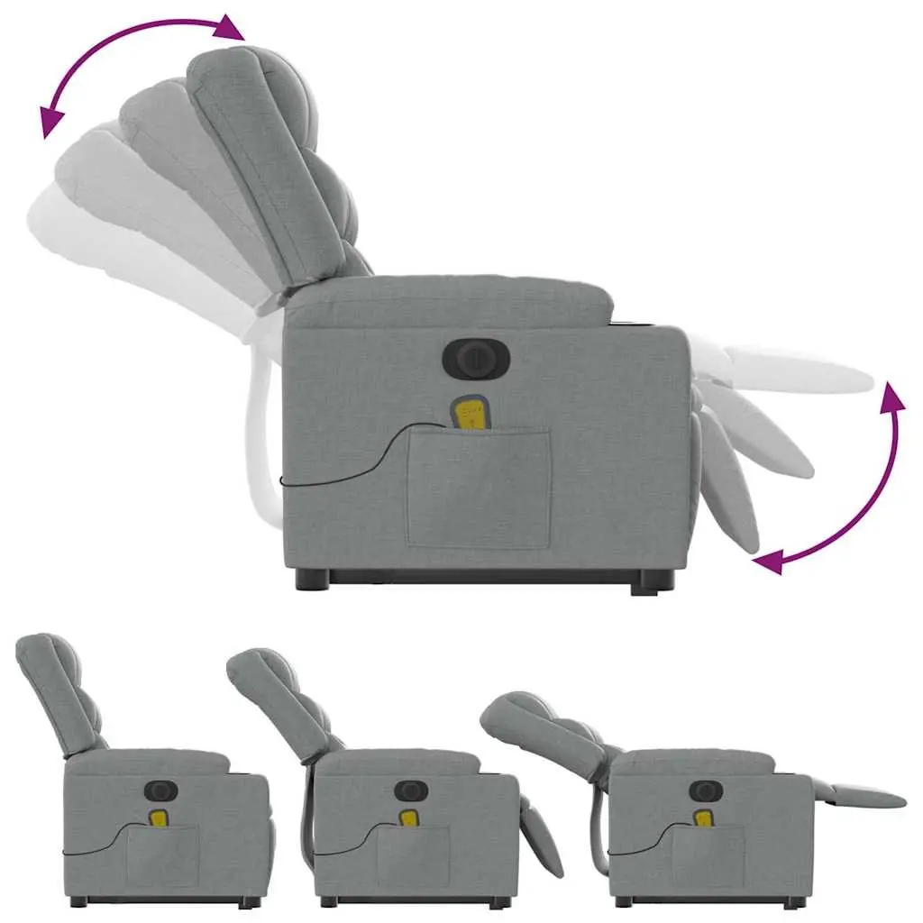 Electric Massage Recliner Chair Power Lift Light Grey Fabric