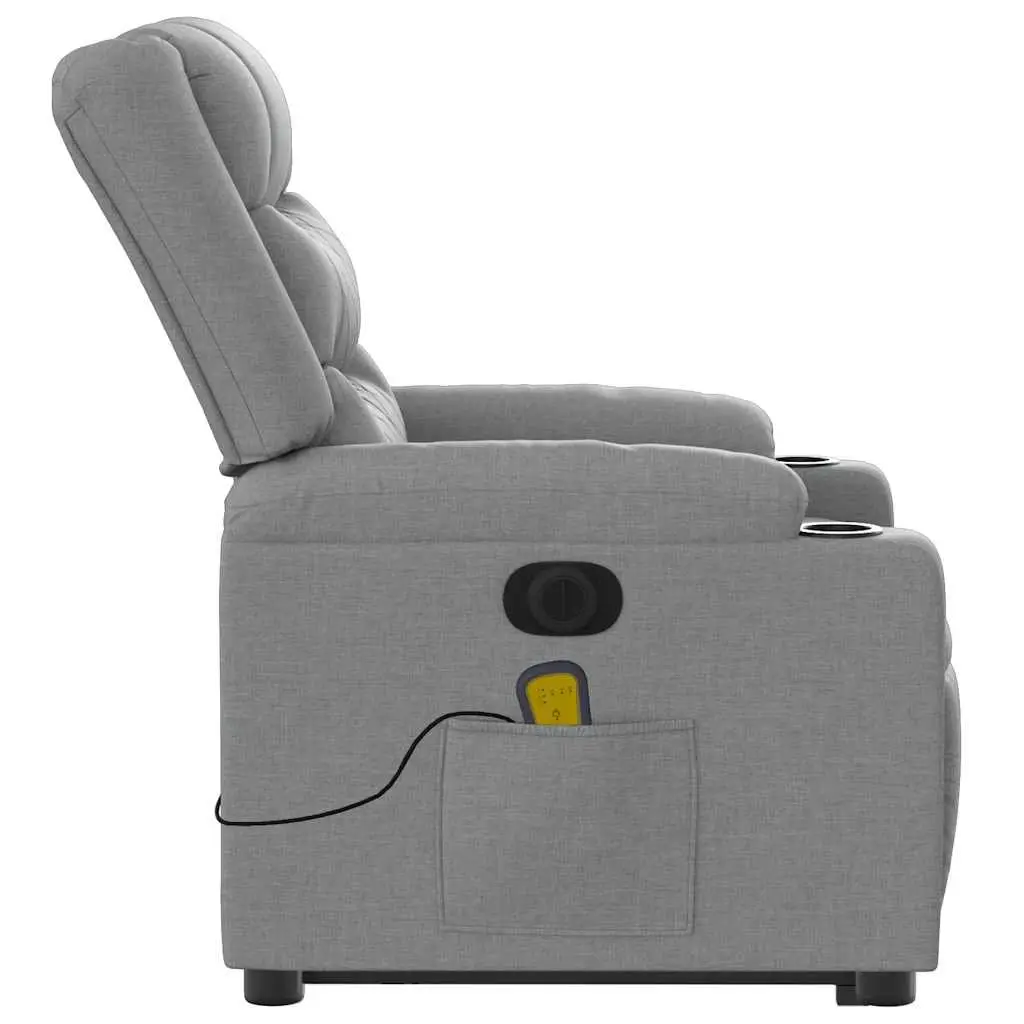 Electric Massage Recliner Chair Power Lift Light Grey Fabric