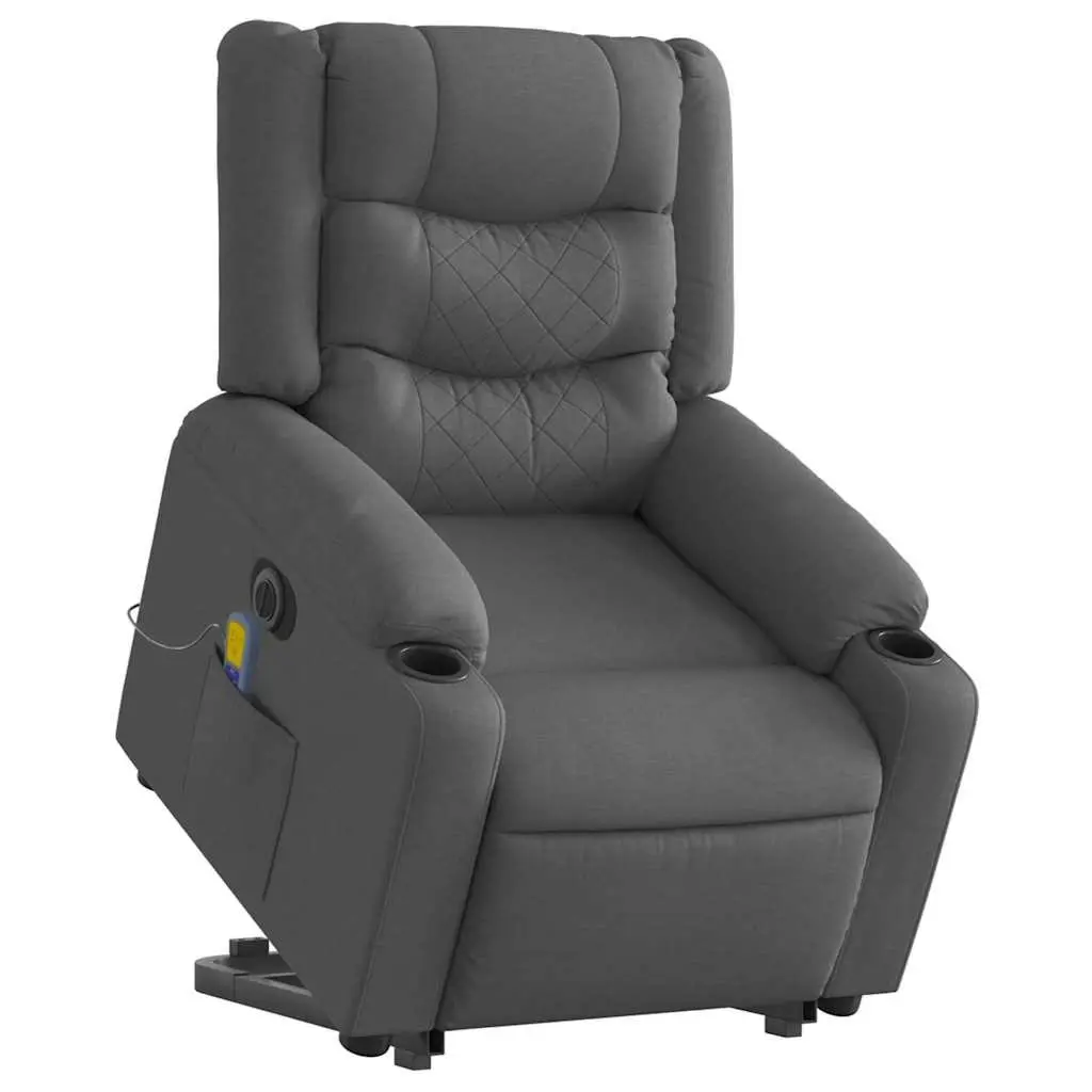 Electric Massage Recliner Chair Stand Up Lift Fabric Armchair Grey