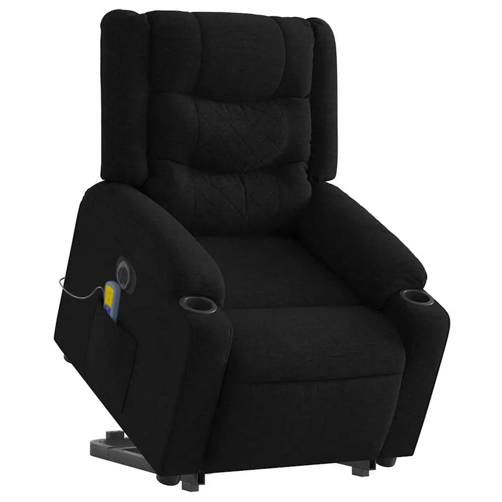 Electric Massage Recliner Chair Power Lift Black Fabric 135 Degrees