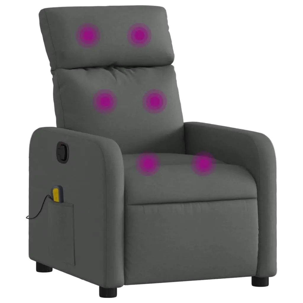 Massage Recliner Chair Manual Recline Grey Fabric 135 Degrees