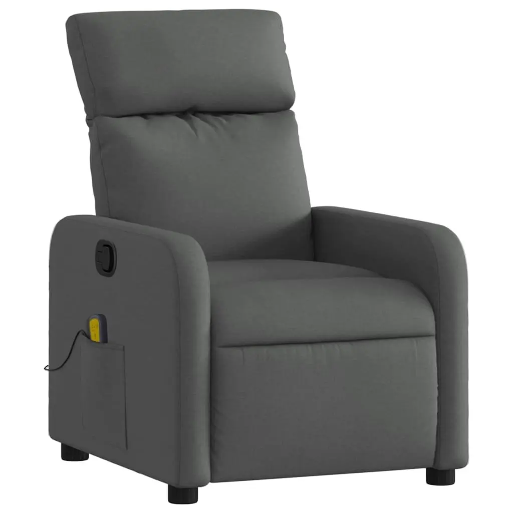 Massage Recliner Chair Manual Recline Grey Fabric 135 Degrees