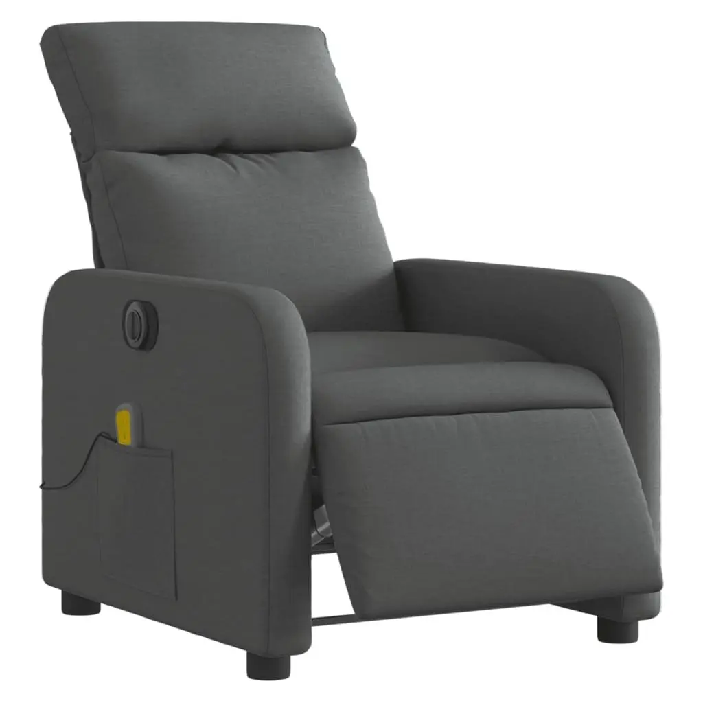 Electric Massage Recliner Chair Grey Fabric Motorized Vibration 135 Degrees