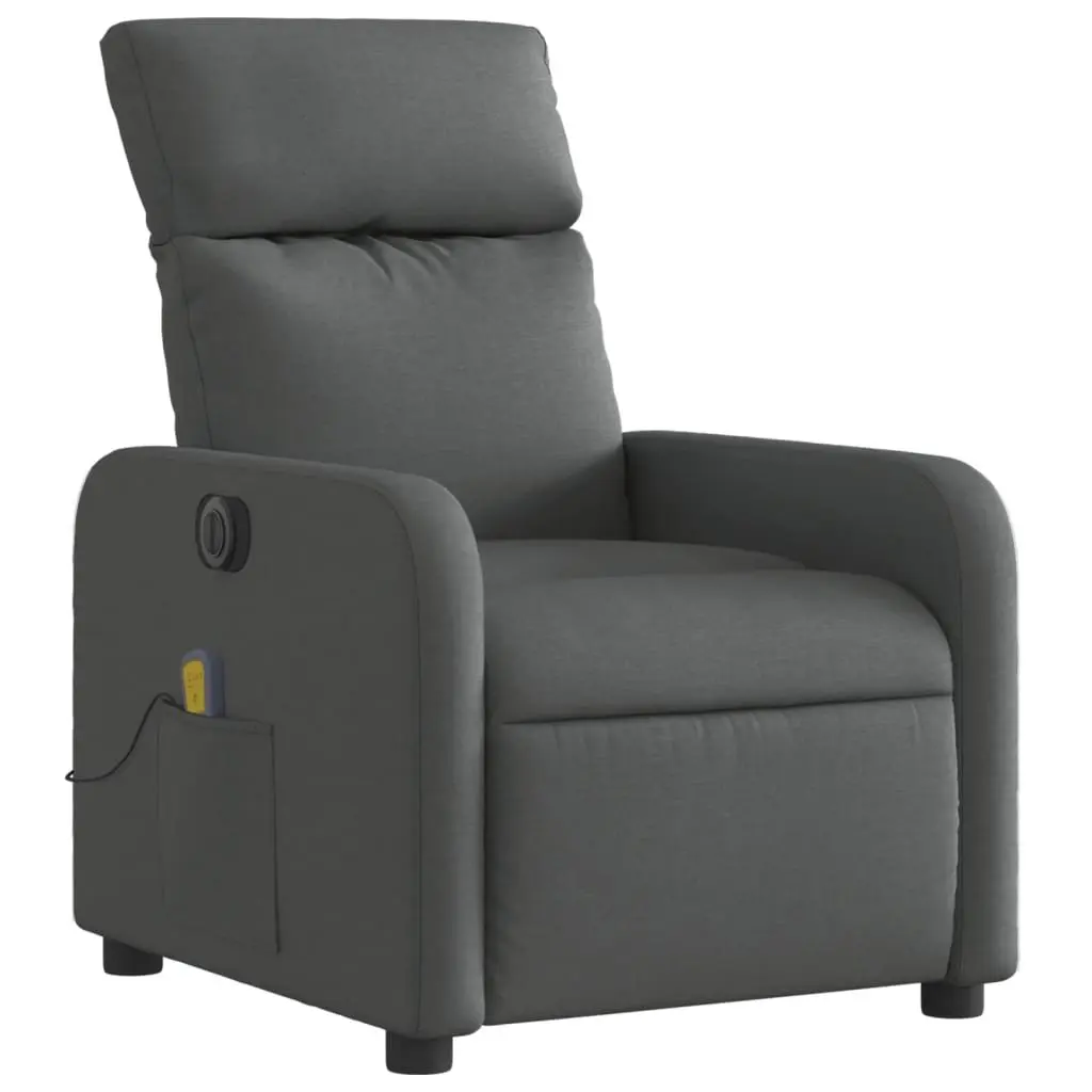Electric Massage Recliner Chair Grey Fabric Motorized Vibration 135 Degrees