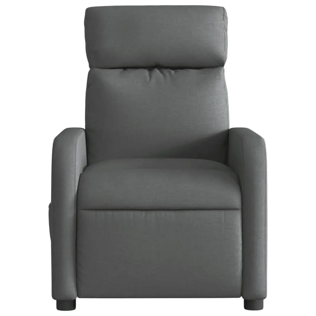 Electric Massage Recliner Chair Grey Fabric Motorized Vibration 135 Degrees