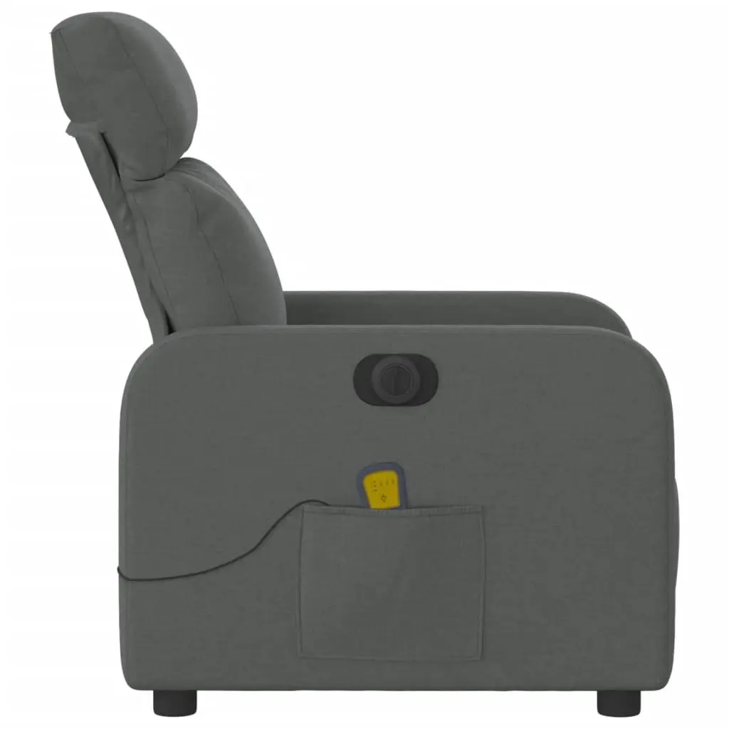 Electric Massage Recliner Chair Grey Fabric Motorized Vibration 135 Degrees