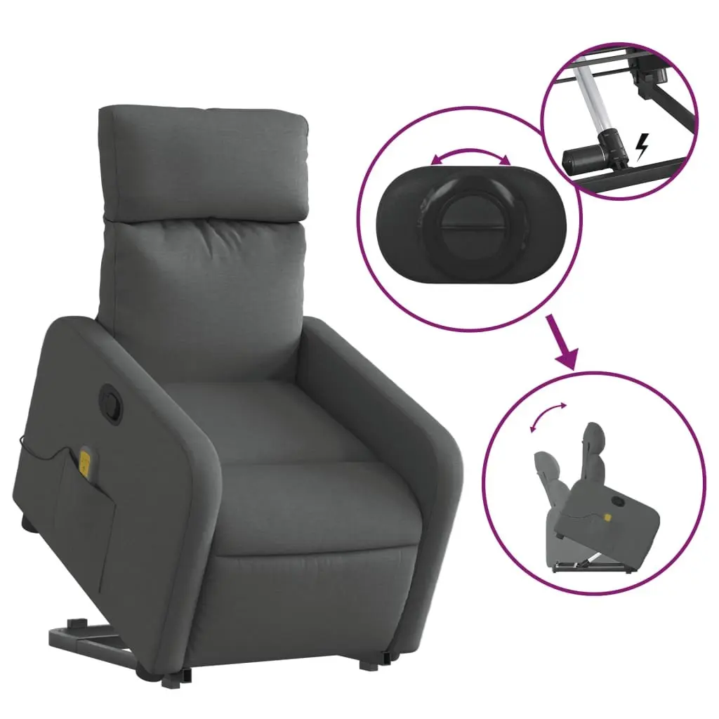 Grey Fabric Electric Massage Recliner Chair